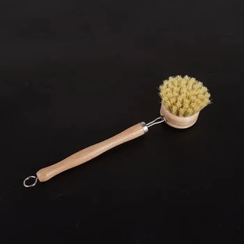 Щетка для мытья посуды с деревянной ручкой, инструмент для чистки кухонной утвари