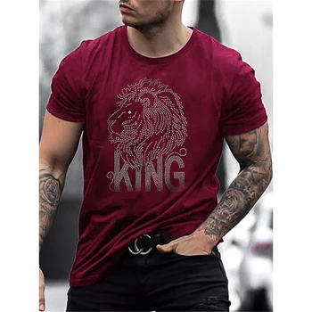 Высококачественная модная мужская одежда, футболка оверсайз y2k King, дизайнерские топы со стразами, короткий рукав, повседневная уличная футболка для праздников