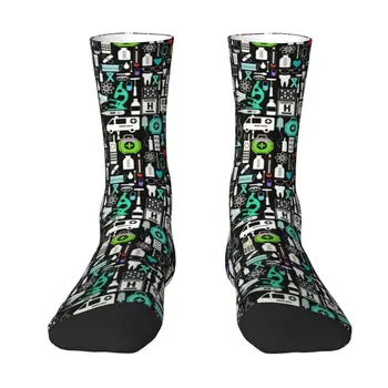 Милые мужские носки с рисунком одежды, удобные теплые носки с 3D-принтом, наука, математика, физика, Химия, Биология, микробиология, носки для экипажа