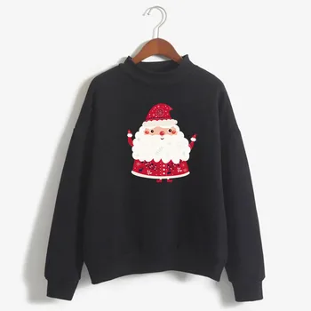 Женская рождественская толстовка с принтом Санта-Клауса, Милый Корейский вязаный пуловер с круглым вырезом, плотная Осенне-зимняя женская одежда ярких цветов
