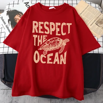 Мужские футболки с принтом Морской Зеленой Черепахи Respect The Ocean, Хипстерская Уличная футболка, Универсальная Свободная Футболка, Индивидуальные Повседневные футболки