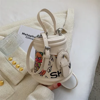 Женские сумки в виде подковы с граффити бренда 2023, высококачественная кожаная сумка через плечо, роскошные кошельки и сумки, дизайнерская сумка через плечо