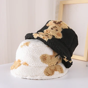 Детская шляпа рыбака из чистого хлопка, высококачественная шляпа с рисунком плюшевого медведя, теплый и удобный, модный головной убор для отдыха
