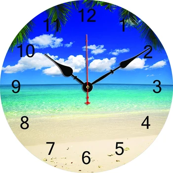 Настенные часы с видом на океан, небо, пляж, Круглые бесшумные часы, настенные навесы, художественный декор для дома, спальни, гостиной, офиса