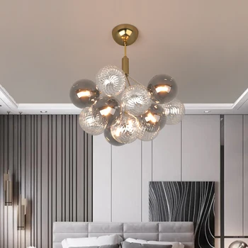 Современная светодиодная люстра в скандинавском стиле для гостиной, детской спальни, столовой, кухни, лестницы, потолочный подвесной светильник, стеклянный шар G9 Light