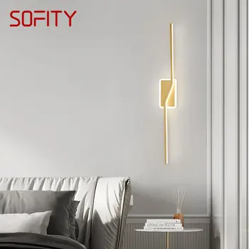 Современный настенный светильник SOFITY из золотой латуни, 3 цвета, креативный дизайн Рядом со светом для кровати, декора гостиной