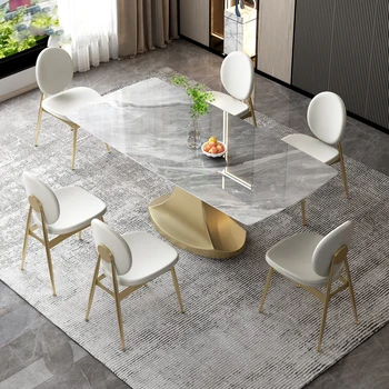 Роскошная комбинация обеденного стола и стула из шифера В итальянском стиле Для небольшой квартиры Прямоугольный столовый набор для гостиной Tavolo