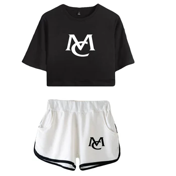 Женский спортивный костюм Мэрайи Кэри, летний укороченный топ с коротким рукавом + шорты, Модная одежда, женский комплект американской певицы