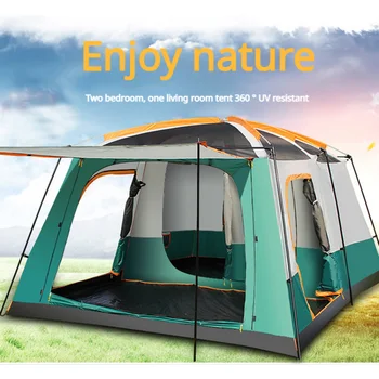 Крупногабаритная Сверхбольшая 3-12 Двухслойная Туристическая палатка для семейного кемпинга на открытом воздухе с 2 спальнями и 1 залом в высококачественном большом пространстве