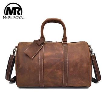 MARKROYAL, дорожные сумки из натуральной кожи Crazy horse большой емкости, мужские винтажные дорожные сумки, сумки для багажа через плечо