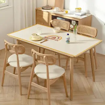 В маленькой квартире Обеденный стол из массива дерева, прямоугольный обеденный стол в скандинавском стиле, сочетание домашнего стола и стула в японском стиле