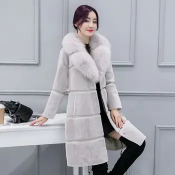 Модное пальто для женщин 2023 Осень / зима, Корейское меховое пальто с флисовым воротником, куртки для женщин