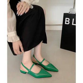 Серебристые сандалии для женщин 2023 Новые летние универсальные остроносые туфли в стиле ретро, женская обувь, сандалии
