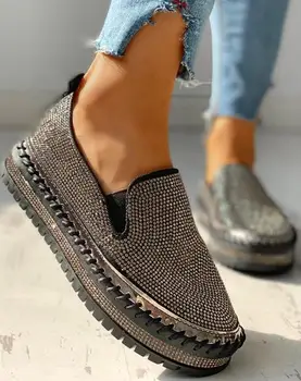Женская повседневная обувь, новые модные туфли на танкетке, удобные женские кроссовки без шнуровки, женская вулканизированная обувь 2021 года выпуска