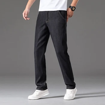Мужские джинсы Тонкие Удобные прямые брюки Свободные дышащие деловые повседневные мужские джинсы