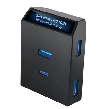 Порт USB-концентратора Glovebox Совместим С Моделью 3/Y Разветвитель Цифрового дисплея Док-станция 4 В 1 USB Адаптер Быстрой Зарядки J60F