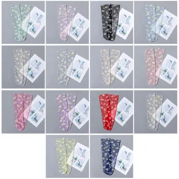Свободные носки до щиколоток из прозрачной сетки для женщин и девочек, свободные чулочно-носочные изделия с ромашкой карамельного цвета, 37JB