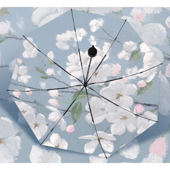 Солнцезащитный зонт Оптовая цена УФ-зонт с цветочным принтом Для женщин, Серебряное покрытие, Водонепроницаемый Непромокаемый зонтик Playa Plegable