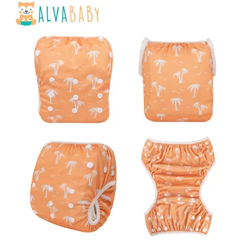 Купальник большого размера Alvababy, Новый подгузник для плавания с принтом, Регулируемый тканевый подгузник для плавания для младенцев 0-3 лет