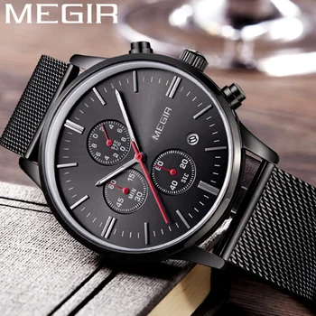 MEGIR Watch Мужские Водонепроницаемые Военные Мужские часы с хронографом, лучший бренд класса люкс из нержавеющей стали, спортивные наручные часы делового человека 2011