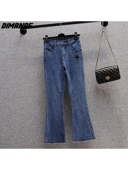DIMANAF 2023 Весенние джинсы большого размера Женские брюки StarElastic Свободные повседневные женские синие брюки Брюки 5XL