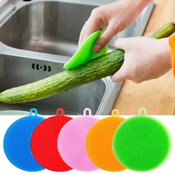Силиконовые щетки для чистки Мягкая силиконовая губка для мытья посуды Губка для мытья посуды Миска Кастрюля Принадлежности для домашней кухни