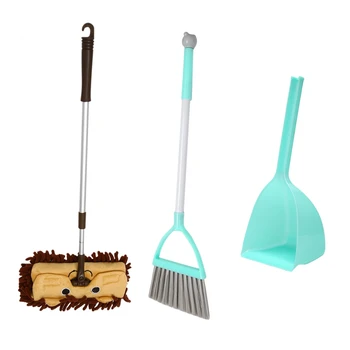 Набор мини-инструментов для уборки для детей, 3 шт., включает в себя очаровательную маленькую швабру, маленькую метлу, маленький совок для мусора для детей