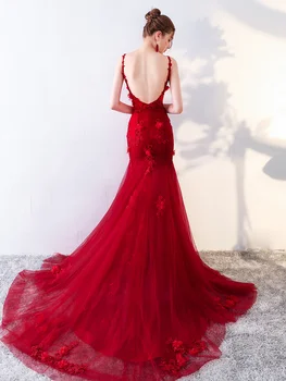 Платье невесты 2023 Новое красное вечернее платье с рыбьим хвостом, юбка, приталенное платье, хвост, сексуальная и великолепная девушка