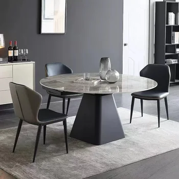 Новый обеденный стол из серого шифера, Простая квартира Квадратной формы С поворотным столом, Дизайнерский Ресторанный стол, Домашняя мебель для дома GY50CZ