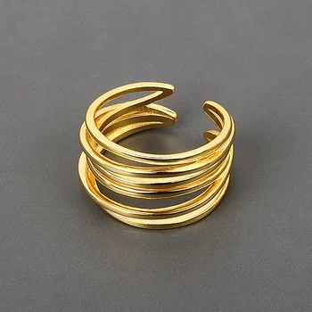Обручальные кольца серебряного цвета с простой геометрической многослойной обмоткой, ювелирные изделия ручной работы для женщин, регулируемый размер 2023