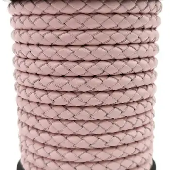 Aaazee 1 Ярд, 5 мм, круглый Детский Розовый Плетеный ремешок из кожи Боло, плетеный шнур BP5M53-2