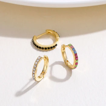 Высококачественные женские модные маленькие серьги-кольца с фианитами, элегантные серьги-обнимашки из меди золотого цвета для девочек, свадебные украшения