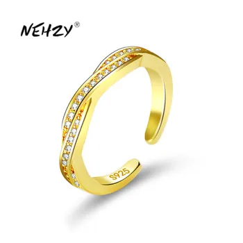 NEHZY Серебряное покрытие новые женские модные украшения высококачественный кубический цирконий простой шарм золотое открытое кольцо из розового золота