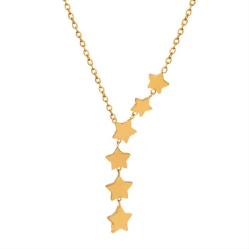 Корейский INS Подвеска в виде звезды с кисточкой, Цепочка из нержавеющей стали, ожерелье-ошейник золотого цвета для женщин, Нежный ювелирный подарок