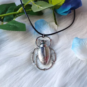 Гигантское серебряное ожерелье с жуком-скарабеем, ювелирные изделия из насекомых, Модная Длинная подвеска, Новинка, Большой шарм, подарок для мужчин и женщин