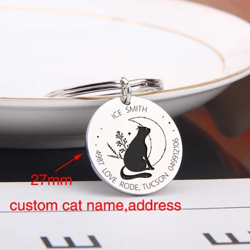 Модный Изысканный подарочный брелок с именем кошки и адресом на заказ, удобный для переноски, материал из нержавеющей стали, для подарков любителям домашних животных