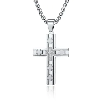 Модный серебряный кулон с крестом для мужчин, креативное ожерелье в стиле хип-хоп из нержавеющей стали, подарок на годовщину вечеринки