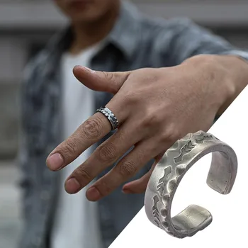 Ретро И старинные индийские кольца, минималистичные универсальные кольца с ретро-рисунком, Модное мужское кольцо, Открывающееся Регулируемое кольцо, ювелирные изделия