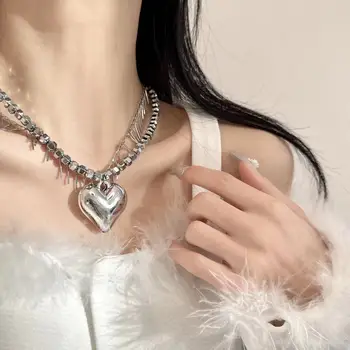 Маленький дизайн, милое, крутое, двойное, любовное, двухслойное ожерелье, крутая цепочка с кисточками, высококачественная цепочка для ключиц