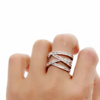 Классические ювелирные изделия серебряного цвета, прямоугольник, кубический цирконий, многослойные женские украшения на полный палец, обручальное кольцо с фианитом, роскошная оптовая продажа