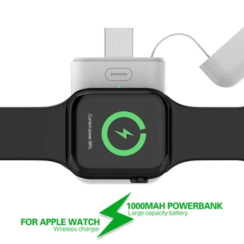 Беспроводное Зарядное Устройство Для Apple Watch Серии 6 5 4 3 2 I Портативное Магнитное Зарядное Устройство iWatch для Путешествий на открытом воздухе С Аккумулятором 1000 мА
