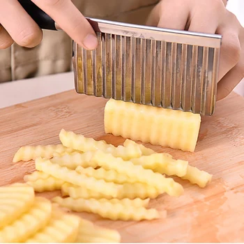 Волнистый нож из нержавеющей стали, нож для нарезки картофельных чипсов, Измельчитель овощей и фруктов, инструменты для приготовления картофеля Фри, Кухонный резак для картофеля