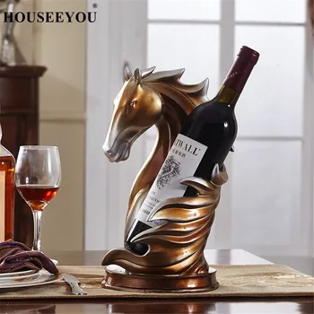 Художественная Абстрактная голова лошади, винный стеллаж, держатель для бутылок, Декоративная смола, Креативная скульптура, Органайзер для винных полок, декор бара, ремесла