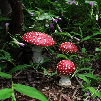 3шт Искусственная Мини-модель гриба, Светящиеся Садовые колья, Миниатюры сказочных садовых растений, Украшения для террариума, Вывески во дворе