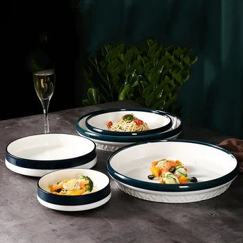 Бытовая керамическая посуда, обеденная тарелка, набор закусок, Ресторанная тарелка для пасты, тарелка для стейка, 8-дюймовая обеденная тарелка CN (Origin)