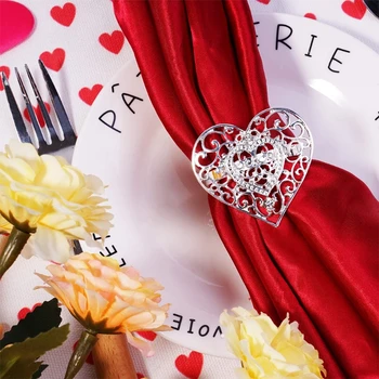 Кольца для салфеток на День Святого Валентина 8шт, Держатели колец для салфеток в виде сердечек, Кольца для обеденных столов для званых ужинов, свадеб, семейных посиделок