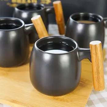 Черные керамические кофейные кружки, японские чайные чашки, деревянные, новые, 2023
