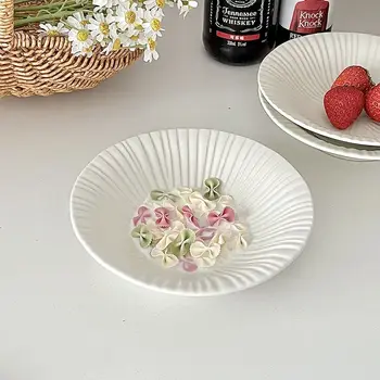 Французский стиль, ins бежевая керамическая тарелка, миска для десерта, салатница, миска для йогурта, ресторанные столовые приборы