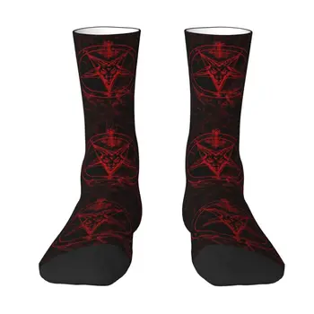 Кавайные Мужские Носки Baphomet Leviathan Cross Dress Унисекс С Теплым дышащим 3D Принтом Devil Satanic Crew Socks