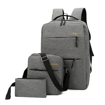 Комплект из 3 предметов, мужской рюкзак для ноутбука, деловые рюкзаки, Школьная сумка большой емкости для мальчика